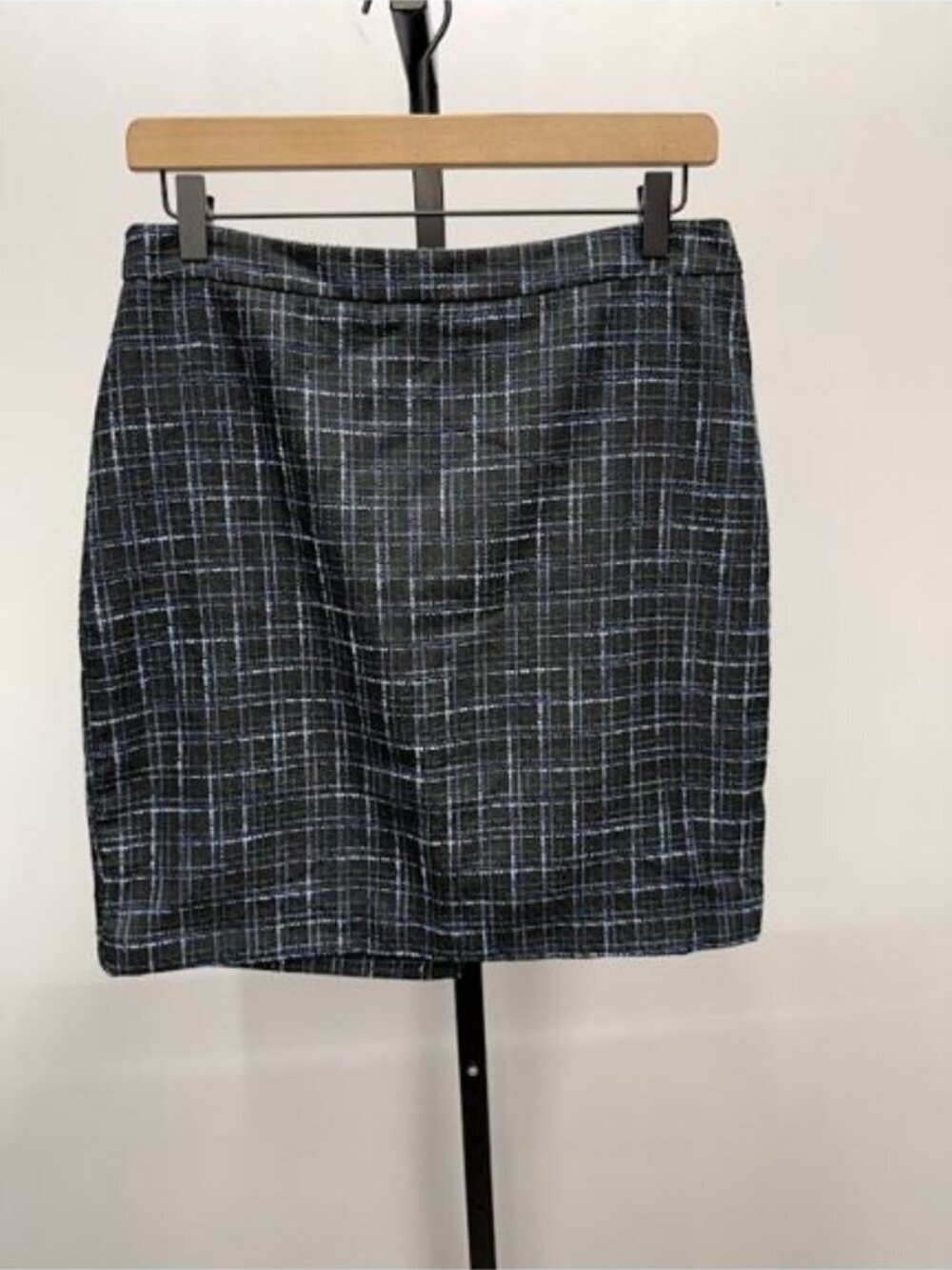Ann Taylor LOFT Blue Plaid Tweed Mini Skirt